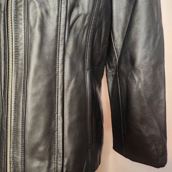 Kenneth Cole Reaction Authentic Leather Black Coat Size Large - Picture 8 of 12